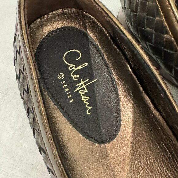 COLE HAAN Bronze Woven Leather Ballet Flats - Size 6.5 - Picture 3 of 6